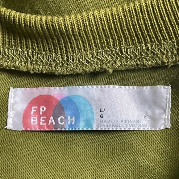 Free People FB Beach Maxi Dress Womens Sz L Green Puff Sleeve Brentwood Flowy - Picture 3 of 13